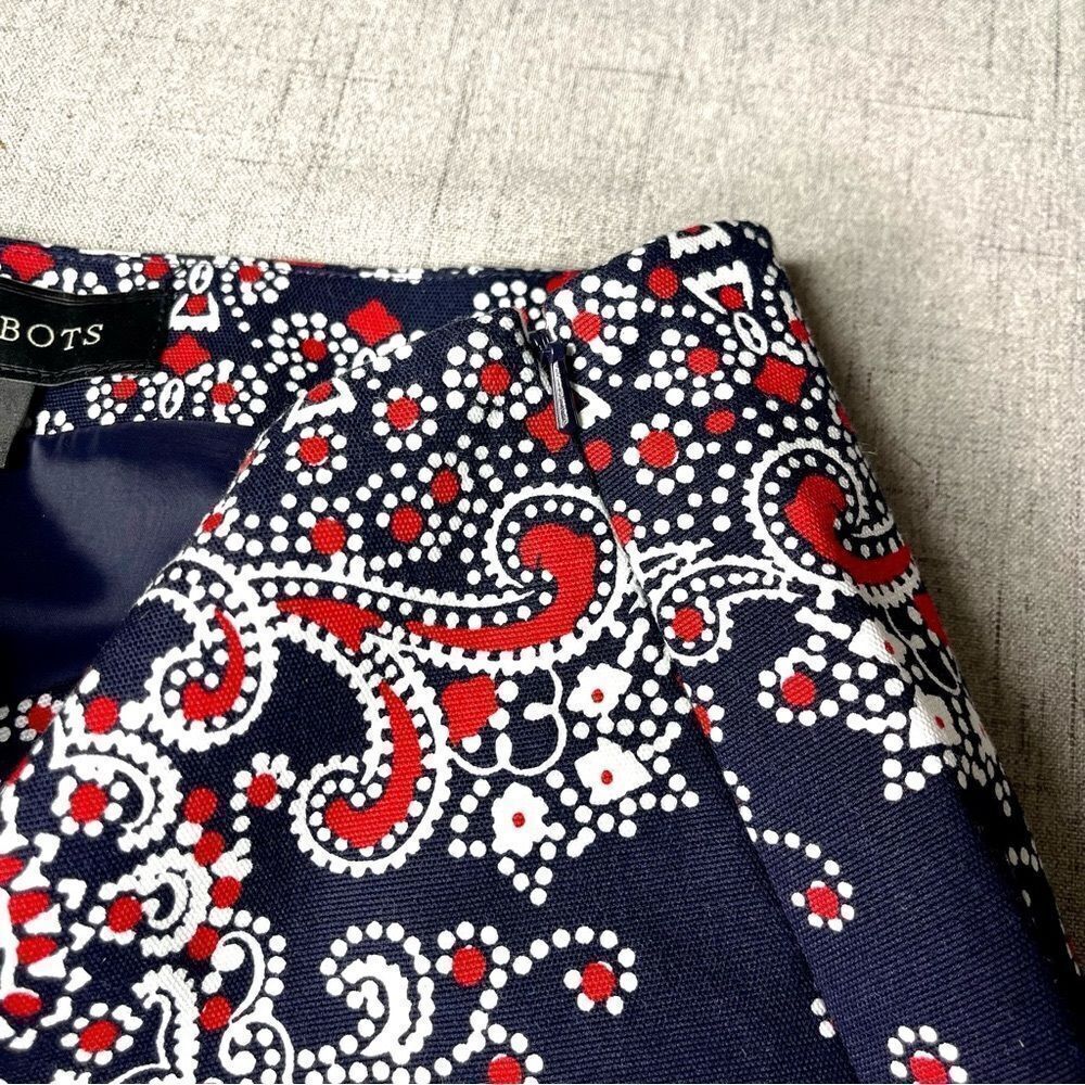 Talbots Navy Blue, Red & White Nautical Paisley Floral Pencil Skirt 8 - Picture 6 of 9